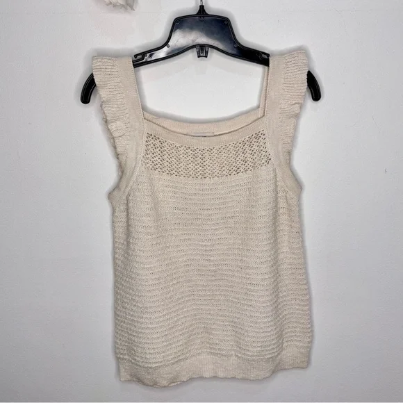 Loft Outlet Crochet Knit Ruffle Tank - Picture 1 of 6